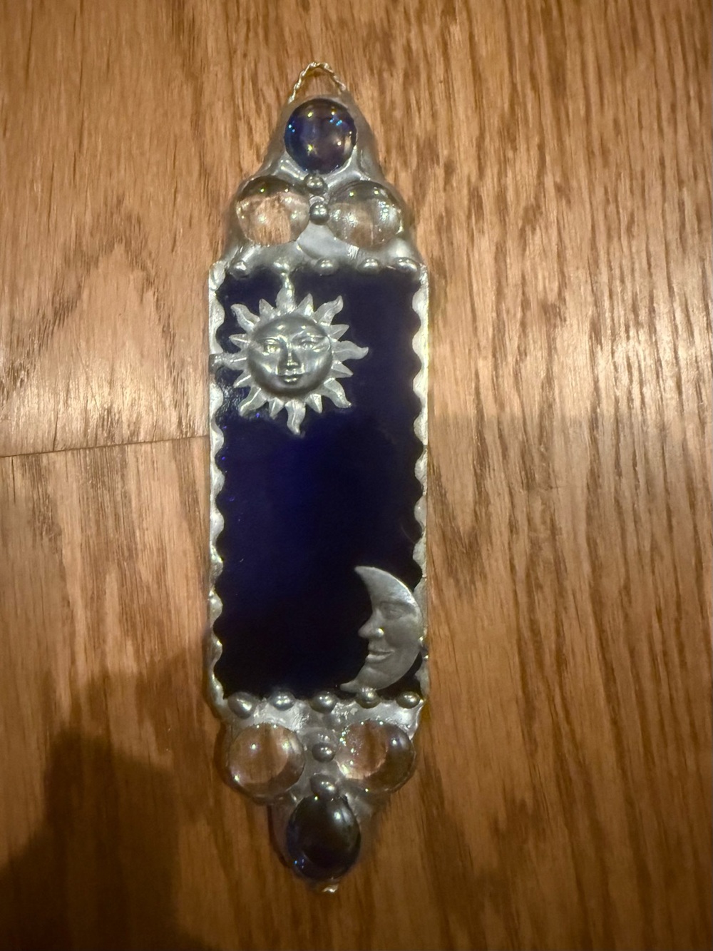Fabulous stained glass sun & moon wall hanging